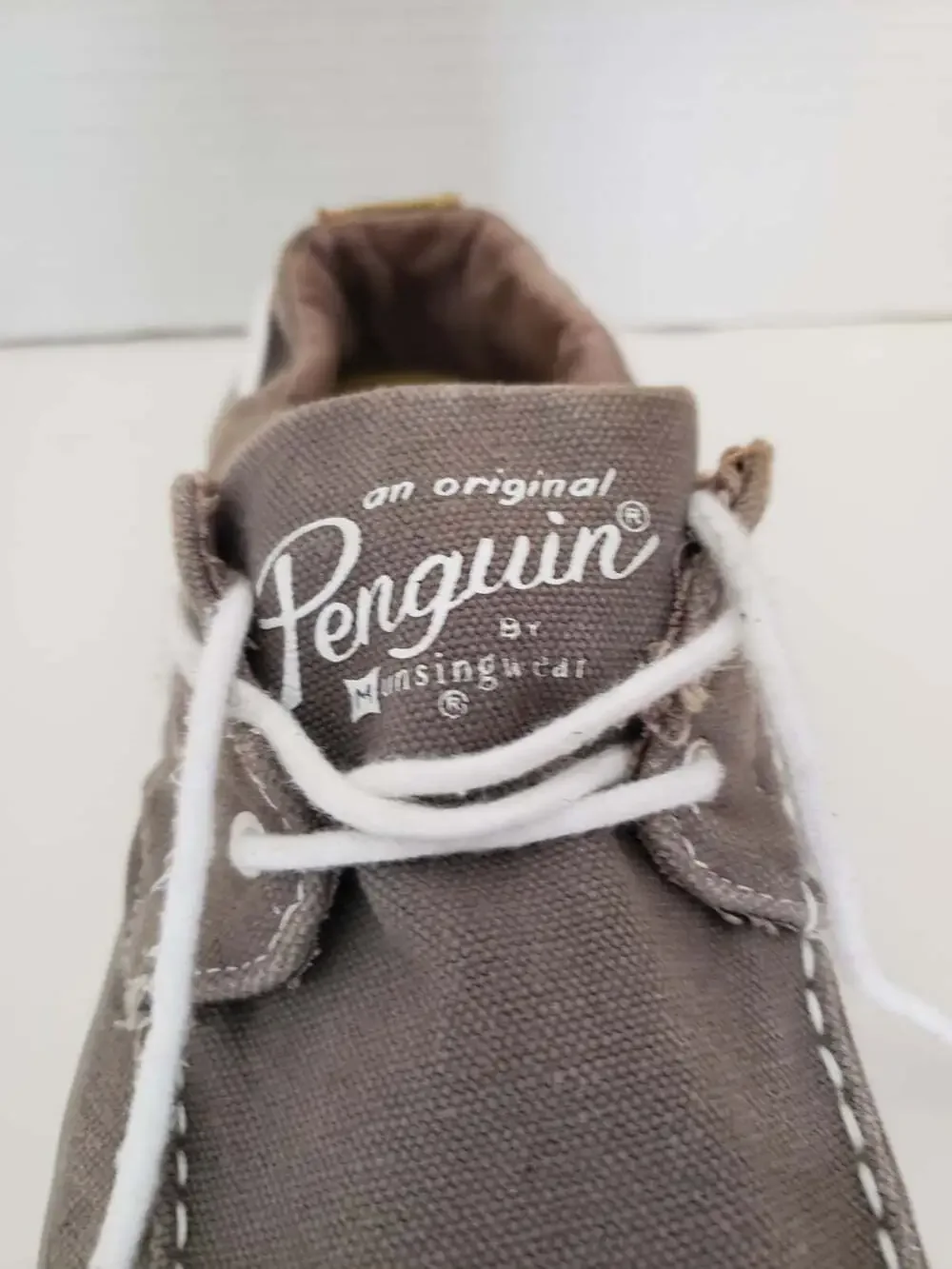 Mens Original Penguin Canvas Boat Shoes- Grey- Size 11